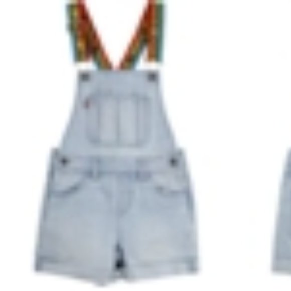 Girls Rainbow Logo Cotton Denim Shortalls - Picture 3 of 3